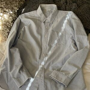 Outerknown Blue and White Striped Casual Shirt